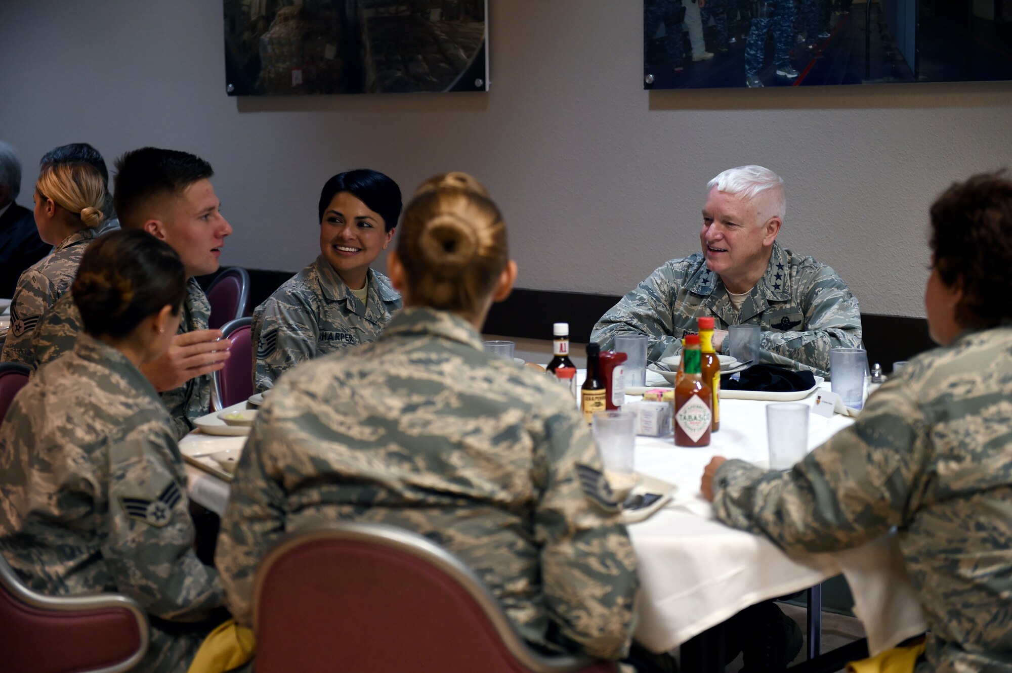 Lieutenant General L. Scott Rice, Air National Guard Director, visits with airmen