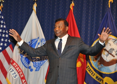 Guest speaker retired Army Lt. Gen. Thomas Bostick entertains and enlightens the audience with personal reflections during the Asian American and Pacific Islander Heritage Month observance.