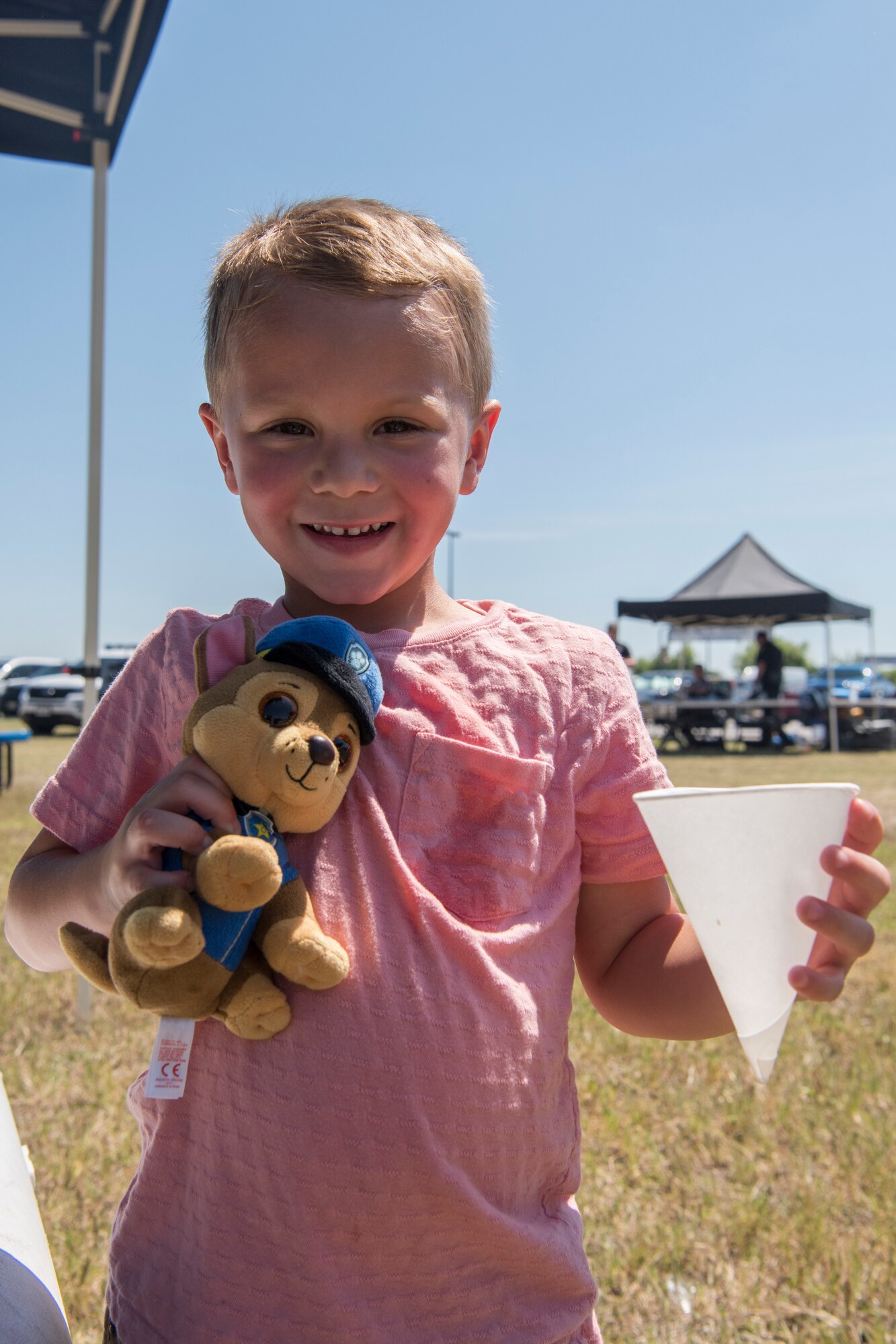 Liam Froom, son of Audra Froom, takes part in the 902nd Security Forces Squadron community event outside the Main Base Exchange May 17, 2018, on Joint Base San Antonio-Randolph, Texas. The event was held for Police Week, a week of celebrations honoring law enforcement officers and their service and sacrifices.