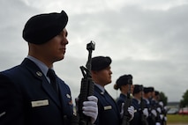 U.S. Airmen assigned to the 20th Security Forces Squadron stand in formation during a National Police Week closing ceremony at Shaw Air Force Base, S.C., May 18, 2018.