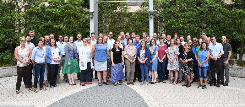 Attendees of the Regional Sediment Management workshop pose for a photograph outside the Renaissance Mobile Riverview Plaza Hotel on May 16, 2018, in Mobile, Ala. The workshop is an annual event for those in the RSM community of the U.S. Army Corps of Engineers.