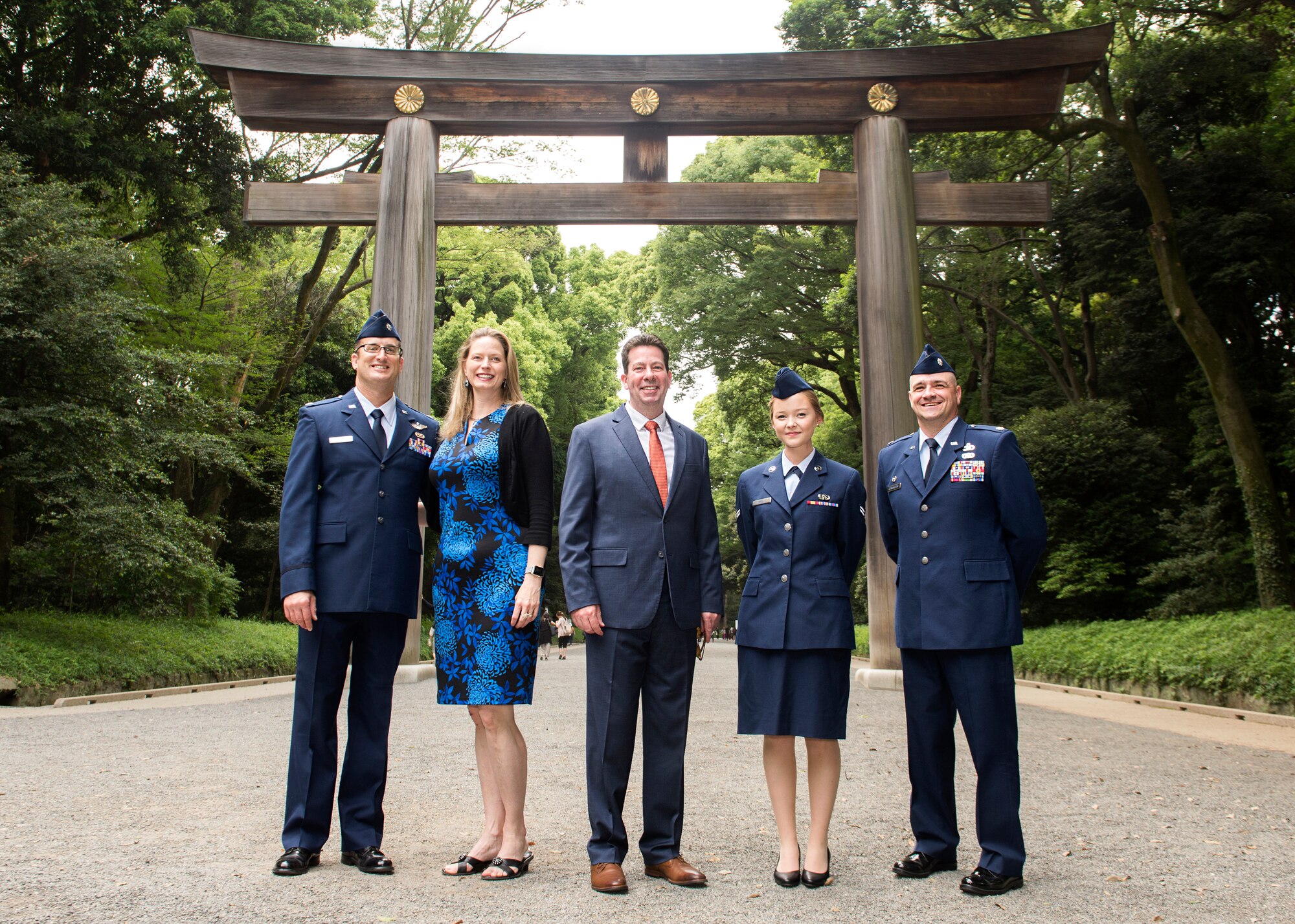 Yokota Air Base leadership and Good Deed Award winners pose for a photo
