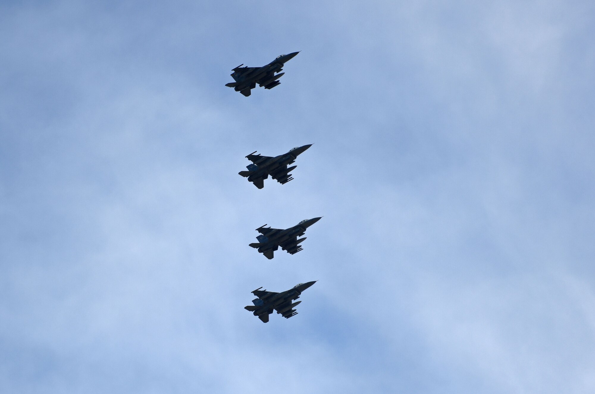 F-16CM Fighting Falcon pilots assigned to the 77th Fighter Squadron, also known as the Gamblers, return home to Shaw Air Force Base, S.C., May 4, 2018.