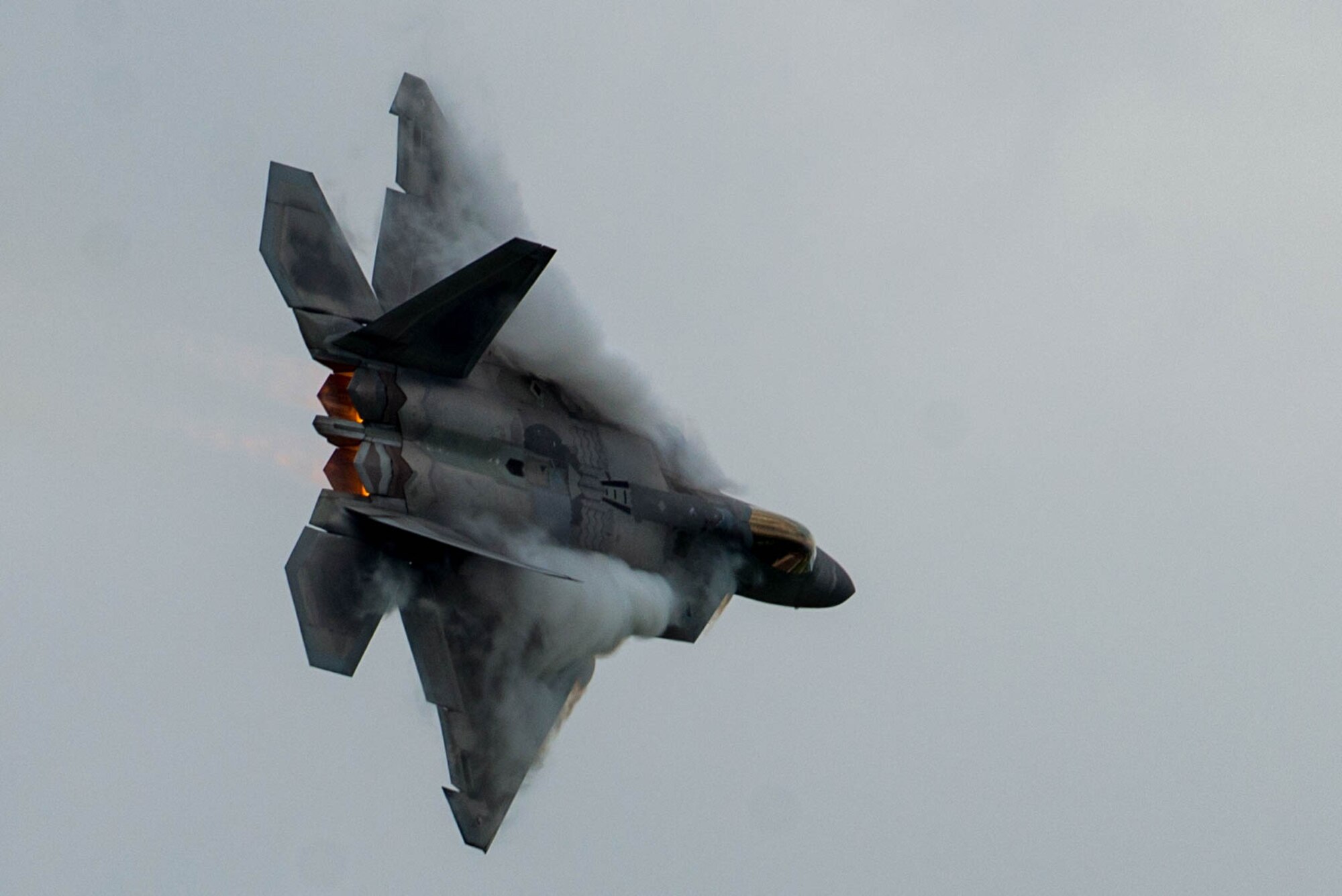 U.S. Air Force Maj. Paul "Loco" Lopez, F-22 Raptor Demonstration Team commander and pilot, performs during AirPower Over Hampton Roads JBLE Air and Space Expo at Joint Base Langley-Eustis, Virginia, May 20, 2018.