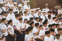 Military service members from Joint Base San Antonio watch the Armed Forces River Parade May 19, 2018, in San Antonio, Texas. . The Armed Forces River Parade is dedicated to the men and women of the United States Armed Forces, and features 26 patriotically-decorated floats representing all branches of military service. The theme for this year was Military City USA, in honor of the rich military history in San Antonio as San Antonio celebrates the city's tricentennial. JBSA military ambassadors represent their services at JBSA events and foster a positive relationship between the military and San Antonio community. (U.S. Air Force photo by Senior Airman Stormy Archer)