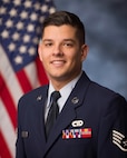 Tech. Sgt. Nicholas Riley, vehicle operations and ground transportation, 158th Fighter Wing, poses for an official photograph.