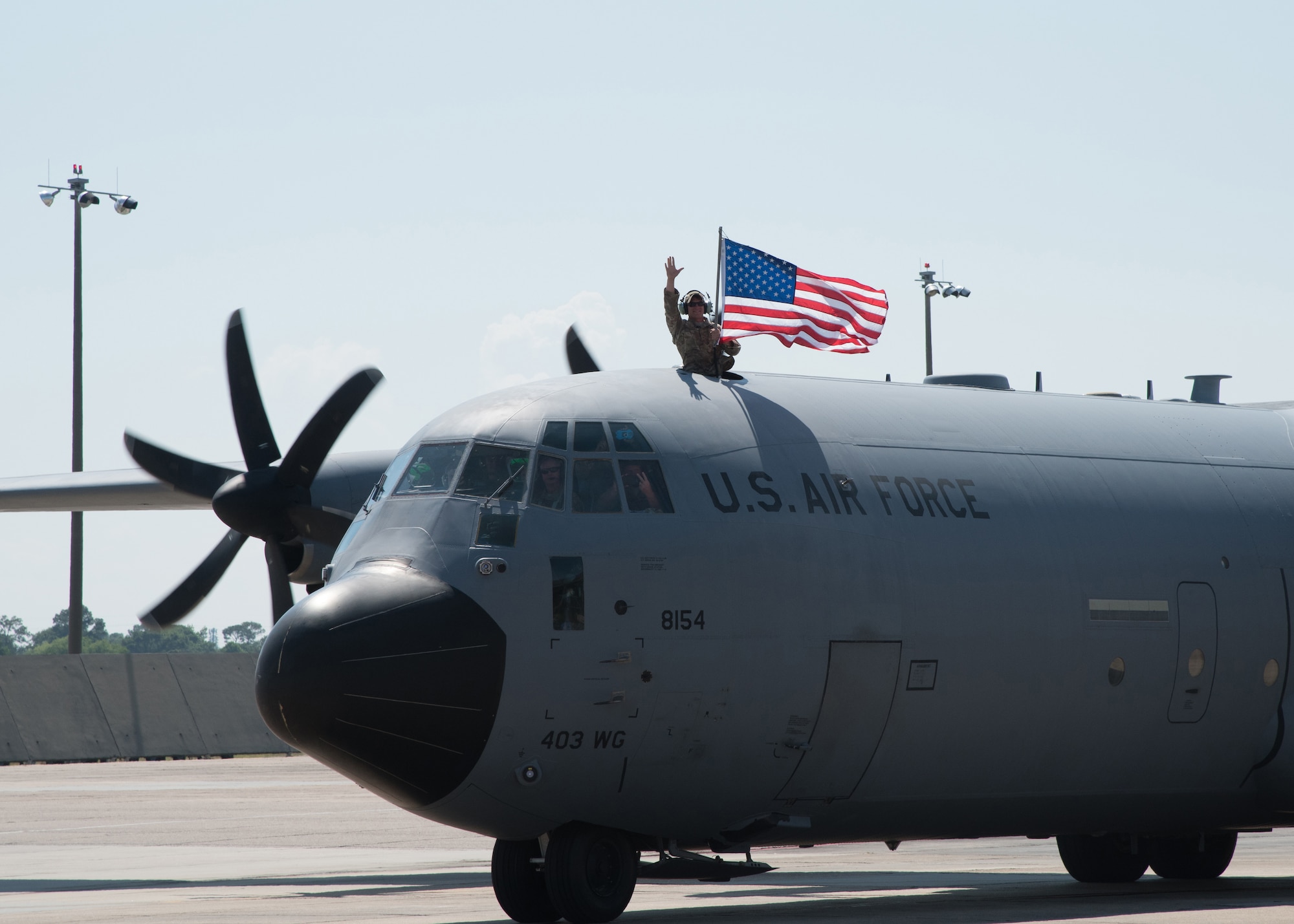 Air Force reservists with the 403rd Wing, Keesler Air Force Base, Mississippi, and C-130J Super Hercules flown by the wing's 815th Airlift Squadron returned from a deployment to Southwest Asia in support of Operations Freedom Sentinel and Inherent Resolve. (U.S. Air Force photo/Maj. Marnee A.C. Losurdo)