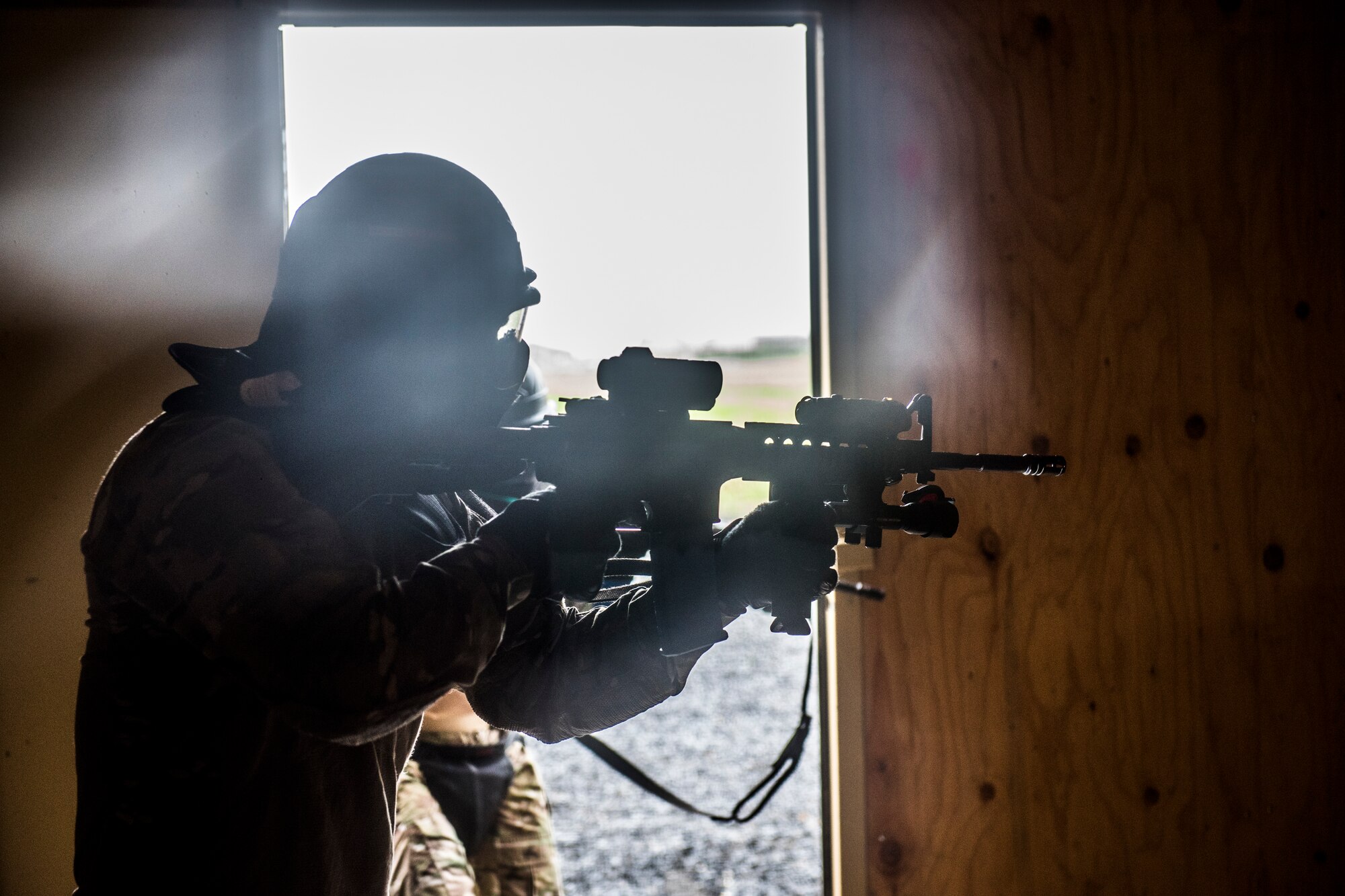 Master Sgt. Jeremy Reed, 22nd Training Squadron First Sergeant, participates in the Defender Challenge at Fairchild Air Force Base, Washington, May 18, 2018. The challenge was part of National Police Week to honor law enforcement officers who lost their lives in the line of duty.