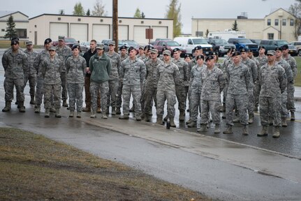 Members of the 673d Security Forces Squadron conclude Police Week with a closing ceremony, at Joint Base Elmendorf-Richardson, Alaska, May 18, 2018. National Police Week is a congressionally honored week for law enforcement personnel across the nation and around the world who have made the ultimate sacrifice in the line of duty.