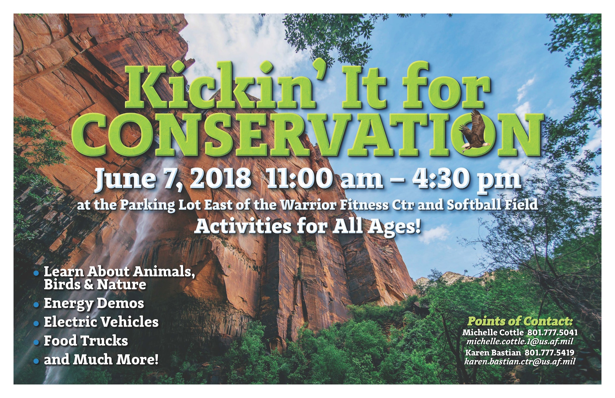 Kickin' It for Conservation will be held from 11 a.m. to 4:30 p.m. June 7, 2018, at Hill Air Force Base, Utah. (U.S. Air Force graphic by Kent Bingham
