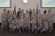 Goodfellow Air Force Base Master Sergeant selects stand with base leadership during a release party at the Event Center on Goodfellow Air Force Base, Texas, May 25, 2018. Congratulations to all Master Sergeant selects. (U.S. Air Force photo by Senior Airman Randall Moose)