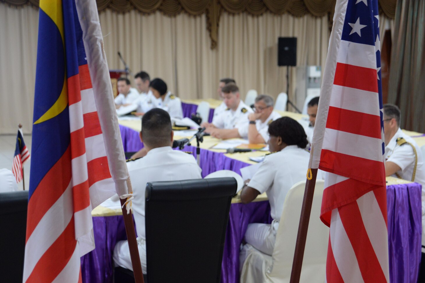 U.S. 7th Fleet and Royal Malaysian Navy participants attend the 2018 bilateral Fleet Staff Talks. Flag level staff talks are a forum for senior leaders to analyze the previous year’s engagements and present opportunity for growth. Almost 60 Sailors and Marines from U.S. 7th Fleet staff are currently embarked on USNS Millinocket (T-EPF 3) as part of a U.S. 7th Fleet theater security cooperation patrol and will visit several countries in the Indo-Pacific in the coming weeks.