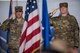 Col. Jeffrey Valenzia, left, outgoing 93d Air Ground Operations Wing commander, and Col. Paul Birch, incoming commander, salute the color guard at the AGOW change of command ceremony, May 23, 2018, at Moody Air Force Base, Ga. The event marks the beginning of a new regime as Birch becomes the 7th commander of the Wing and its battlefield Airmen. (U.S. Air Force photo by Staff Sgt. Ryan Callaghan)