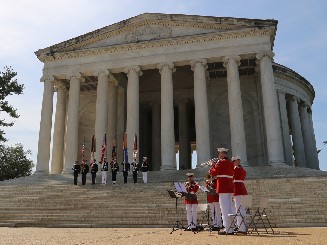 Brass Quintet Performs at Thomas Jefferson Memorial in Washington, D.C. to celebrate the 275th anniversary of the birth of Thomas Jefferson.