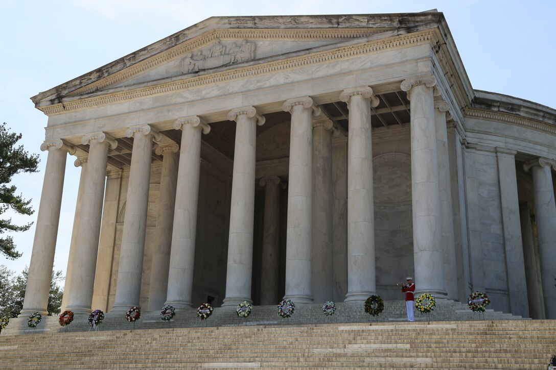 Brass Quintet Performs at Thomas Jefferson Memorial in Washington, D.C. to celebrate the 275th anniversary of the birth of Thomas Jefferson.