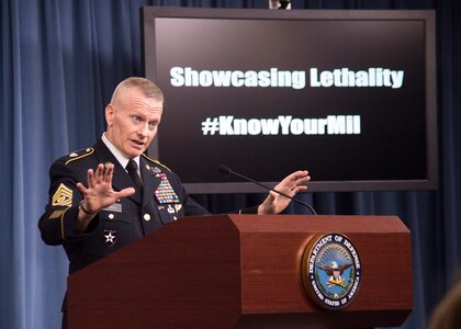 Military's top enlisted member briefs reporters.