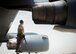 Senior Airman Eric Pashnick, 5th Expeditionary Air Mobility Squadron crew chief, inspects an engine on a C-17 Globemaster III aircraft May 23, 2018, at an undisclosed location in Southwest Asia. The primary mission of the C-17 here is to provide rapid strategic delivery of troops and various types of cargo to bases throughout the U.S. Central Command area of responsibility. (U.S. Air Force photo by Staff Sgt. Christopher Stoltz)
