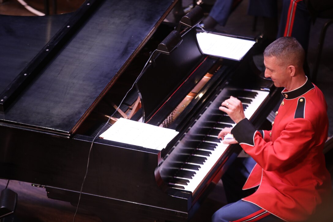 On April 15, 2018, the Marine Chamber Orchestra presented a Young People's Concert with guest Bob McGrath from Sesame Street at the Rachel M. Schlesinger Concert Hall and Arts Center in Alexandria, Va.  (U.S. Marine Corps photo by Master Sgt. Amanda Simmons/released)