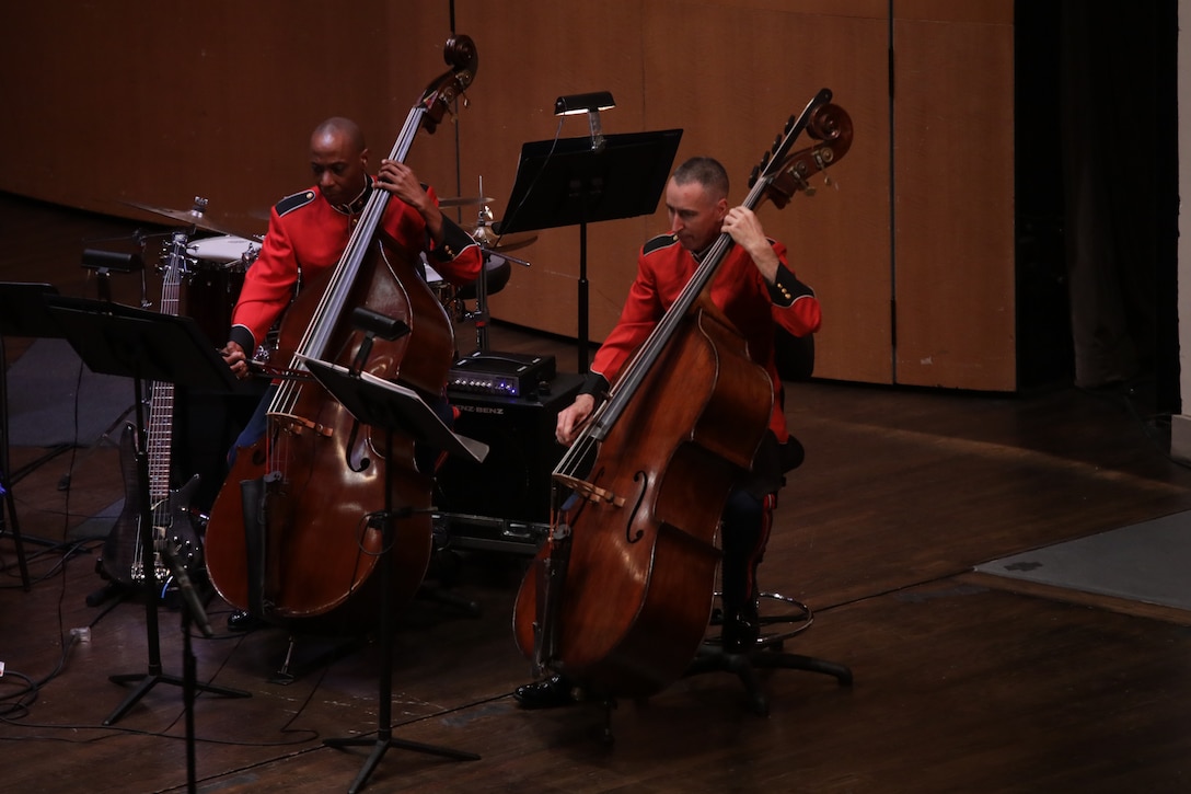 On April 15, 2018, the Marine Chamber Orchestra presented a Young People's Concert with guest Bob McGrath from Sesame Street at the Rachel M. Schlesinger Concert Hall and Arts Center in Alexandria, Va.  (U.S. Marine Corps photo by Master Sgt. Amanda Simmons/released)