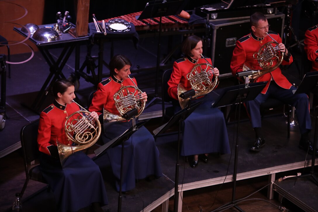 On April 15, 2018, the Marine Chamber Orchestra presented a Young People's Concert with guest Bob McGrath from Sesame Street at the Rachel M. Schlesinger Concert Hall and Arts Center in Alexandria, Va.  (U.S. Marine Corps photo by Master Sgt. Amanda Simmons/released)