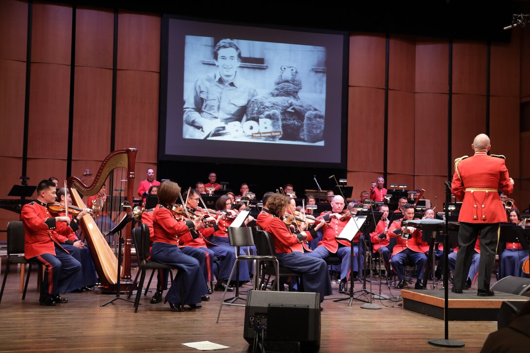 On April 15, 2018, the Marine Chamber Orchestra presented a Young People's Concert with guest Bob McGrath from Sesame Street at the Rachel M. Schlesinger Concert Hall and Arts Center in Alexandria, Va.  (U.S. Marine Corps photo by Master Sgt. Amanda Simmons/released)