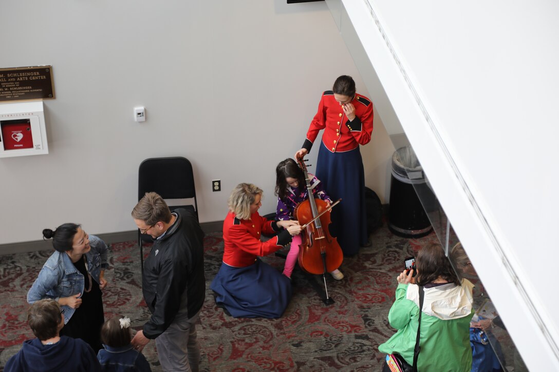On April 15, 2018, the Marine Chamber Orchestra presented a Young People's Concert with guest Bob McGrath from Sesame Street at the Rachel M. Schlesinger Concert Hall and Arts Center in Alexandria, Va.  (U.S. Marine Corps photo by Master Sgt. Amanda Simmons/released)