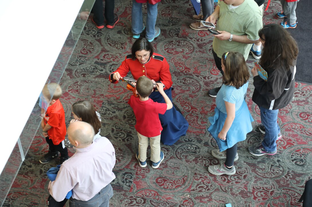 On April 15, 2018, the Marine Chamber Orchestra presented a Young People's Concert with guest Bob McGrath from Sesame Street at the Rachel M. Schlesinger Concert Hall and Arts Center in Alexandria, Va.  (U.S. Marine Corps photo by Master Sgt. Amanda Simmons/released)