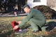 Royal Air Force Master Aircrew Keith Wing, 56 Squadron Rivet Joint specialist, places a wreath at the gravesite of U.S. Army 1st Lt. Jarvis Offutt Dec. 18, 2017, at Forrest Lawn Memorial Park, Nebraska.