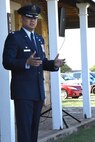 U.S. Air Force Lt. Col. Abraham Salomon, 17th Training Support Squadron commander, speaks during Memorial Day at Fort Concho in San Angelo, Texas, May 28, 2018. Salomon spoke about honor and what it means to service members to remember those who have led by example and given their lives in the ultimate sacrifice. (U.S. Air Force photo by Airman 1st Class Seraiah Hines/Released)
