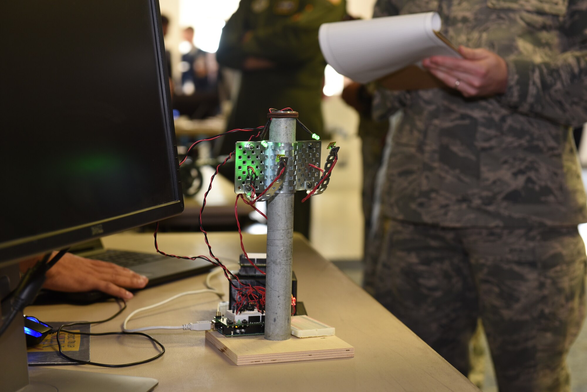 Travis Air Force Base, Calif., hosts the Phoenix Spark Challenge May 10 at the Travis Passenger Terminal. The Phoenix Spark Challenge involved five local schools competing in an innovation contest to propose the best ideas for enhancing counter-unmanned aerial systems, airfield lighting system monitors, and self-driving vehicles. (U.S. Air Force photos by Staff Sergeant Amber Carter)