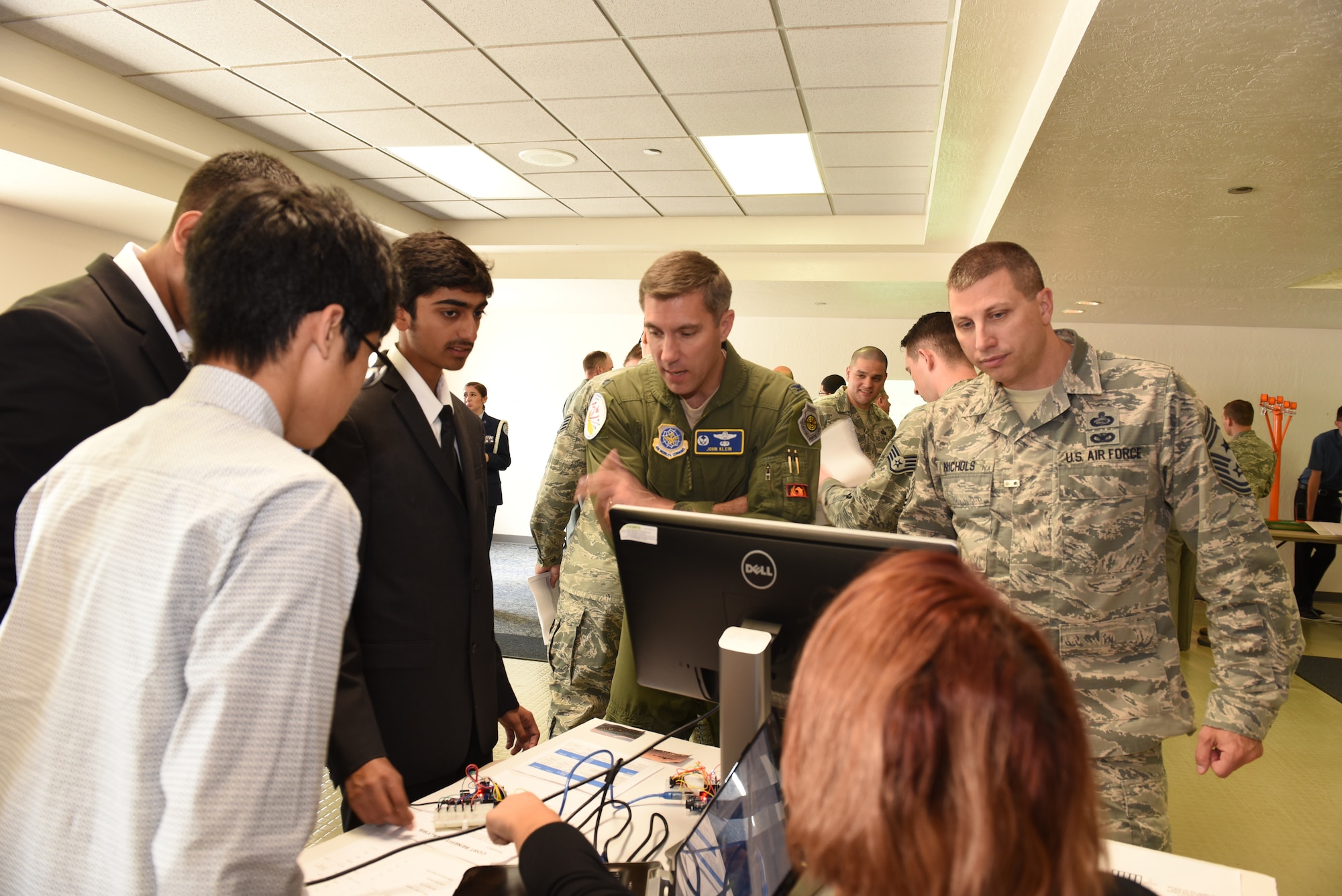 Travis Air Force Base, Calif., hosts the Phoenix Spark Challenge May 10 at the Travis Passenger Terminal. The Phoenix Spark Challenge involved five local schools competing in an innovation contest to propose the best ideas for enhancing counter-unmanned aerial systems, airfield lighting system monitors, and self-driving vehicles. (U.S. Air Force photos by Staff Sergeant Amber Carter)