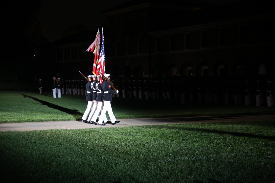 The guests of honor for the parade were Gold Star Families and the hosting official was Lieutenant Gen. Robert S Walsh, commanding general, Marine Corps Combat Development Command, and deputy commandant, Combat Development at Integration.