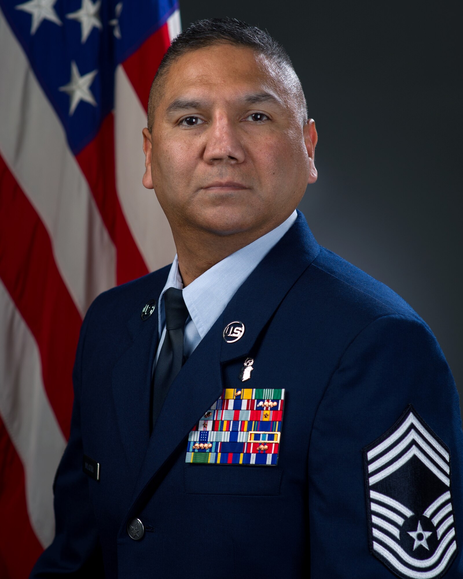 Chief Master Sgt. Marcos Malacara, 60th Medical Diagnostics and Therapeutics Squadron, poses for an official photo. Malacara believes it's vital Airmen are treated with dignity and respect. (Courtesy Photo)