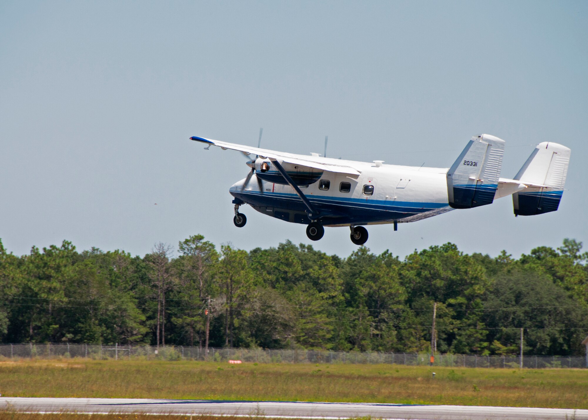 A C-145 Skytruck lifts off from the runway at Duke Field, Fla., on an airdrop training sortie recently.