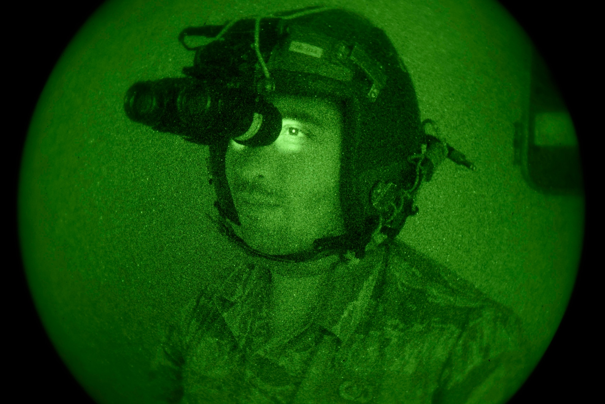 Airman Mark Rocha, 436th Operations Support Squadron aircrew flight equipment apprentice, performs a preflight inspection of night vision goggles May 23, 2018, at Dover Air Force Base, Del. AFE technicians perform routine inspections, repair and test NVGs and other flight equipment. (U.S Air Force photo by Airman 1st Class Zoe M. Wockenfuss)
