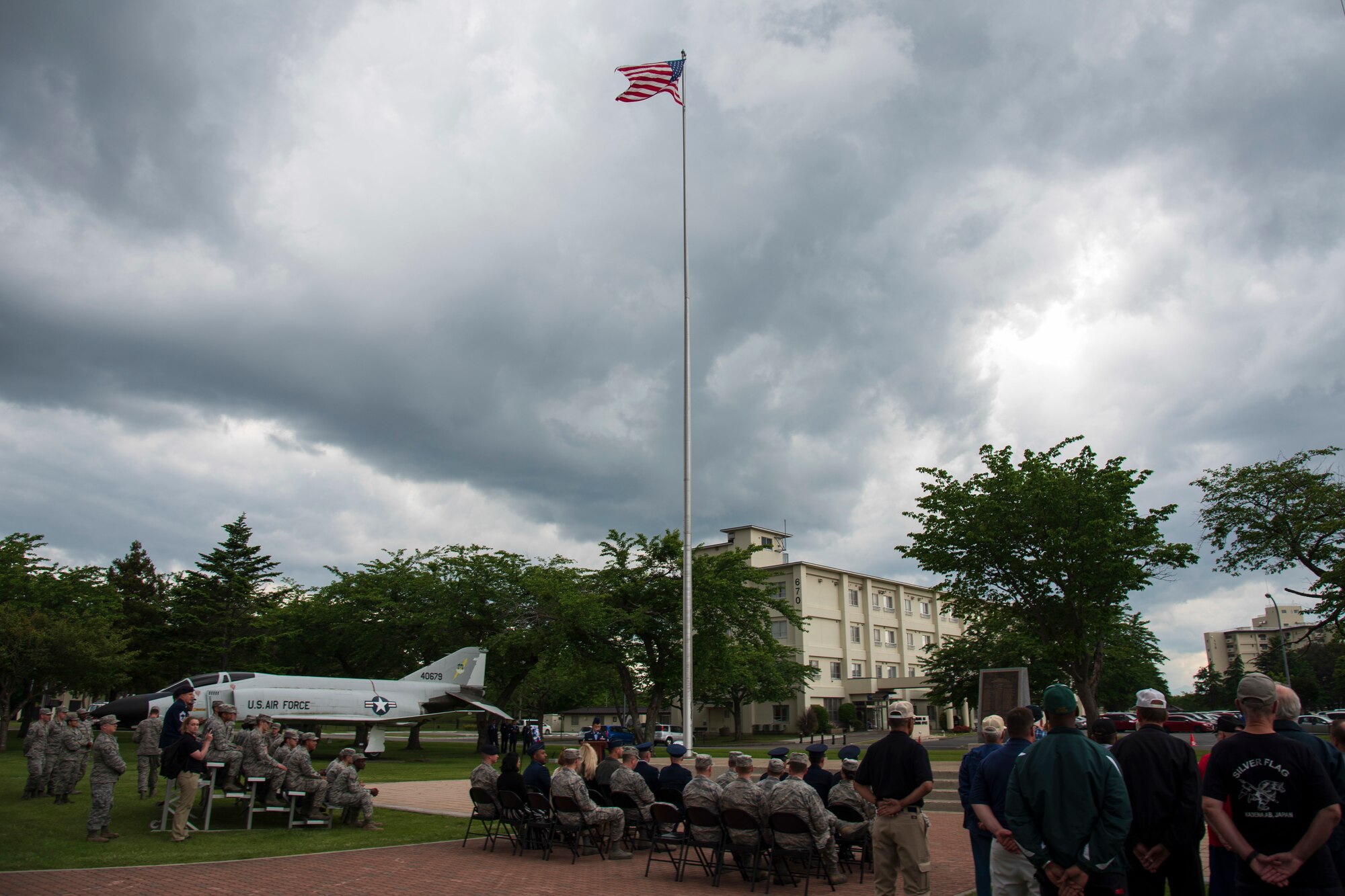 Team Misawa members participate in the Memorial Day ceremony at Misawa Air Base, Japan, May 25, 2018. Memorial Day is said to have originated after the American Civil War and observed on the last Monday of May in remembrance of those who gave the ultimate sacrifice.
(U.S. Air Force photo by Airman 1st Class Collette Brooks)
