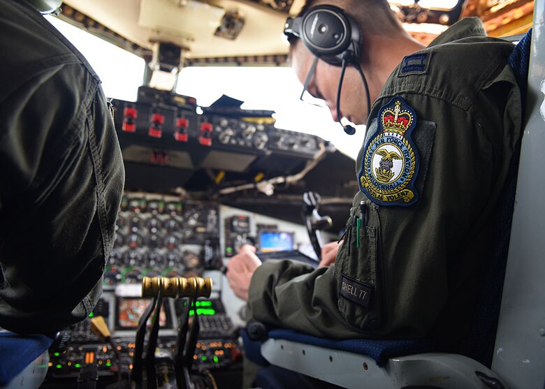 U.S. Air Force Capt. Dustin Haynes, 351st Air Refueling Squadron pilot, prepares for take-off with a KC-135 Stratotanker in support of Exercise Point Blank at RAF Mildenhall, England, May 24, 2018. The exercise is a recurring large-force exercise designed and co-hosted by the Royal Air Force and the 48th Fighter Wing. It is a low-cost initiative created to increase tactical proficiency of the Department of Defense and Ministry of Defence forces stationed within the United Kingdom and Europe. (U.S. Air Force photo by Senior Airman Luke Milano)