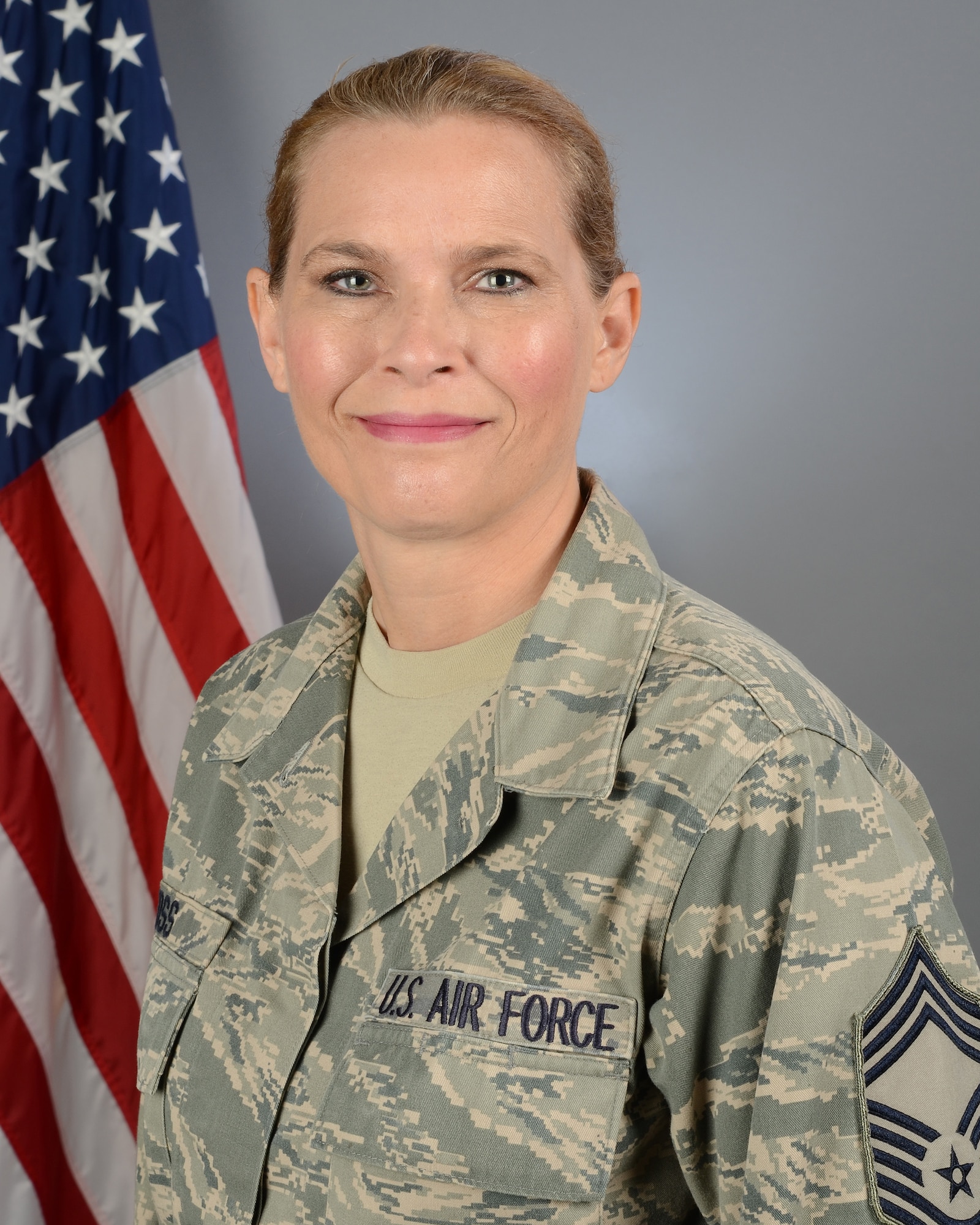 U.S. Air Force Chief Master Sgt. Kellie Foss, the superintendant of 169th Medical Group, at McEntire Joint National Guard Base, S.C, May 6, 2018. (U.S. Air National Guard photo by Senior Airman Megan Floyd