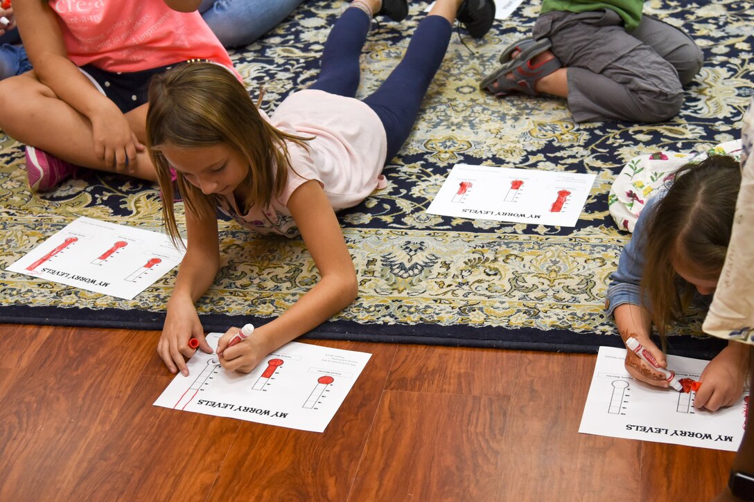 Children of command-sponsored families participated in an activity about spiritual resiliency during Vacation Bible School at Al Udeid Air Base, Qatar, May 24, 2018. The two-day event, hosted by the 379th Air Expeditionary Wing Chaplain Corps, integrated biblical lessons and team-building activities. (U.S. Air Force photo by Staff Sgt. Enjoli Saunders)