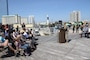 USACE Philadelphia District Deputy Commander MAJ Brian Corbin made remarks during a ribboncutting ceremony for the Absecon Inlet seawall and boardwalk rebuild on May 25, 2018 in Atlantic City.