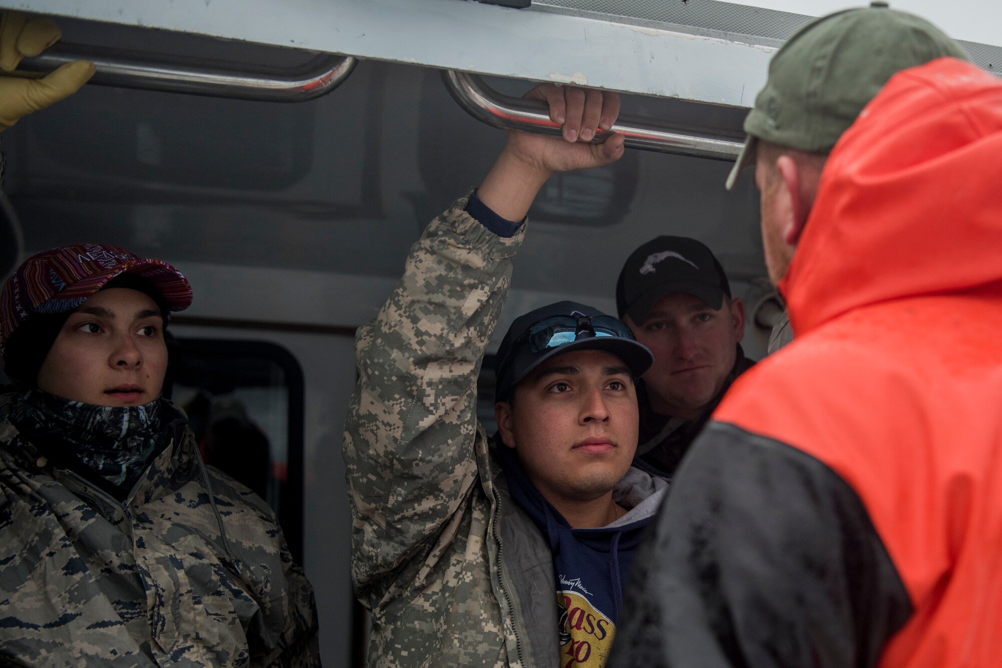 Justin Freimarck, crew member of the Puffin Fishing Charter vessel ‘Tenacious,’ talks to participants on board during the 2018 Armed Services YMCA of Alaska Combat Fishing Tournament in Seward, Alaska, May 24, 2018. Founded in 2006, the tournament was established as a way of showing thanks and honor to service members through an opportunity to go deep-sea fishing. This is Freimarck’s first time participating in the tournament.