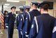 U.S. Air Force Staff Sgt. Steven C. Flynn, Travis Air Force Base Honor Guard lead instructor, completes a uniform inspection on other HG Airmen May 22, 2018, at the Honor Guard building at Travis AFB, Calif. The Travis Honor Guard's area of responsibility spans 45,000 square miles serving 28 counties with 1 million veteran residents.  (U.S. Air Force photo by Airman 1st Class Jonathon D. A. Carnell