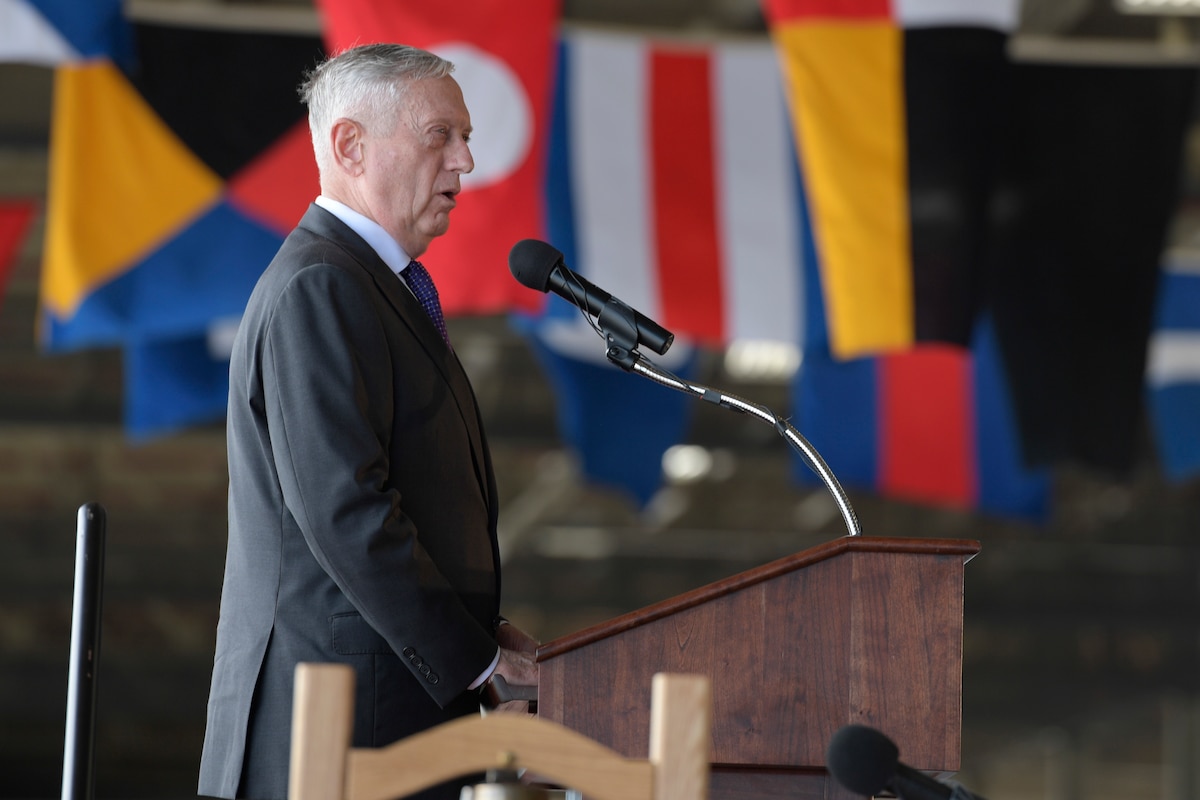 Defense Secretary James N. Mattis speaks at the change-of-command ceremony for U.S. Indo-Pacific Command.