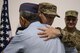 U.S. Air Force Col. James Howard, 370th Air Expeditionary Advisory Group commander, and Lt. Gen. Falah Hassan, Iraqi Air Force deputy commander, share an embrace at a relinquishment of command ceremony May 26, 2018, in Baghdad Iraq. Howard and Hassan worked closely together during Howards one year deployment. (U.S. Air Force photo by Staff Sgt. Joshua King)
