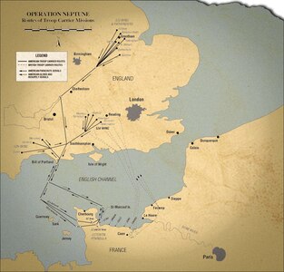 D-Day troop carrier routes map