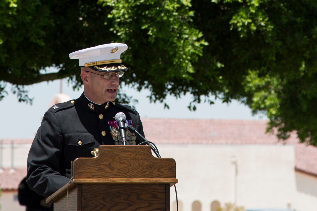 U.S. Marine Corps Col. David A. Suggs, the commanding officer of Marine Corps Air Station Yuma, Ariz., attends the Sunset Vista Memorial Day Ceremony in Yuma, Ariz., May 28, 2018. Col. Suggs participated in the ceremony as a guest speaker commemorating our fallen comrades and honoring those who have fallen in the line of duty. (U.S. Marine Corps photo by Sgt. Allison Lotz)