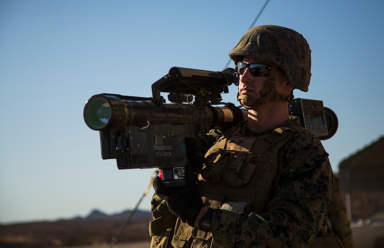 U.S. Marines with 3rd Low Altitude Air Defense (LAAD) Battalion fire FM-92 stinger missiles as part of a live fire exercise at Yuma Proving Grounds, Ariz., May 19, 2018. The purpose of the exercise was to test the stinger missiles and to qualify Marines as part of their annual training. (U.S. Marine Corps photo by Lance Cpl. Hanna L. Powell)