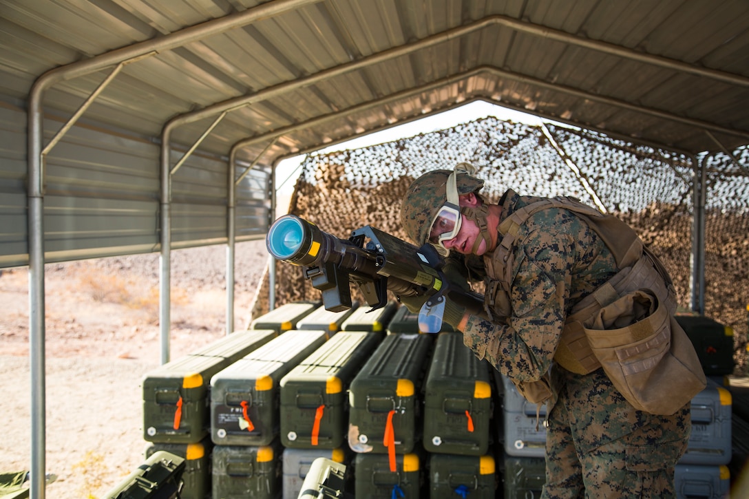 U.S. Marines with 3rd Low Altitude Air Defense (LAAD) Battalion fire FM-92 stinger missiles as part of a live fire exercise at Yuma Proving Grounds, Ariz., May 19, 2018. The purpose of the exercise was to test the stinger missiles and to qualify Marines as part of their annual training. (U.S. Marine Corps photo by Lance Cpl. Hanna L. Powell)
