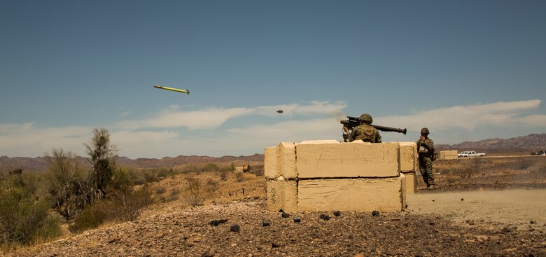 U.S. Marines with 3rd Low Altitude Air Defense (LAAD) Battalion fire FM-92 stinger missiles as part of a live fire exercise at Yuma Proving Grounds, Ariz., May 19, 2018. The purpose of the exercise was to test the stinger missiles and to qualify Marines as part of their annual training. (U.S. Marine Corps photo by Lance Cpl. Hanna L. Powell)