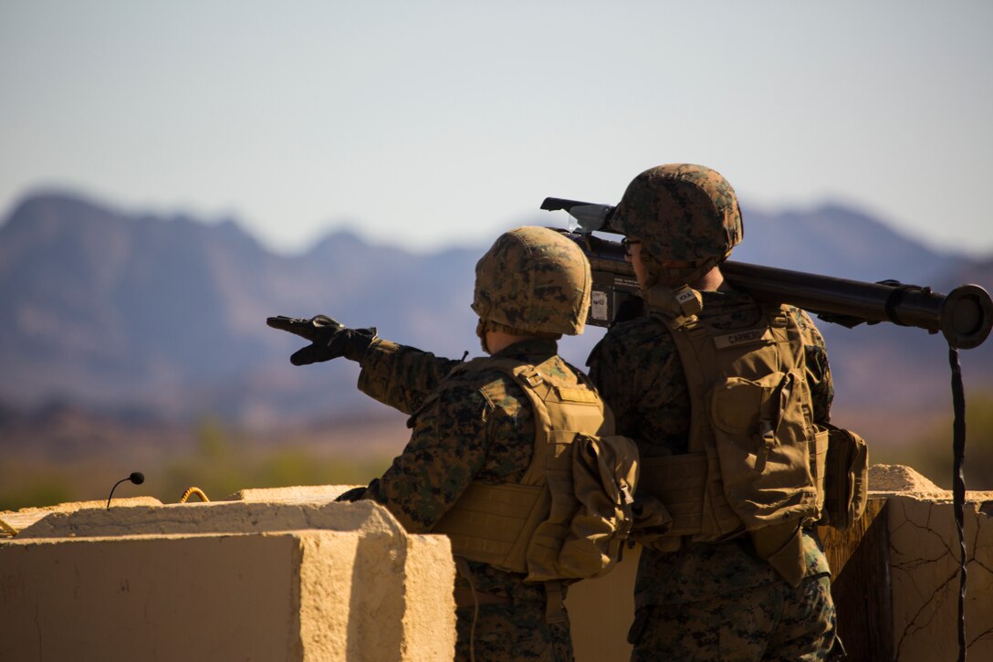 U.S. Marines with 3rd Low Altitude Air Defense (LAAD) Battalion fire FM-92 stinger missiles as part of a live fire exercise at Yuma Proving Grounds, Ariz., May 19, 2018. The purpose of the exercise was to test the stinger missiles and to qualify Marines as part of their annual training. (U.S. Marine Corps photo by Cpl. Isaac D. Martinez)